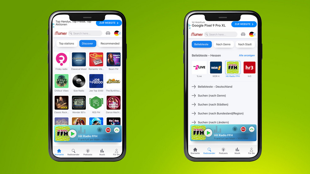 Radio Apps Musik Kostenlos streamen Android iPhone