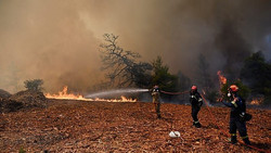 Hubschrauber und Feuerwehr bekämpfen raschen Waldbrand bei Athen
