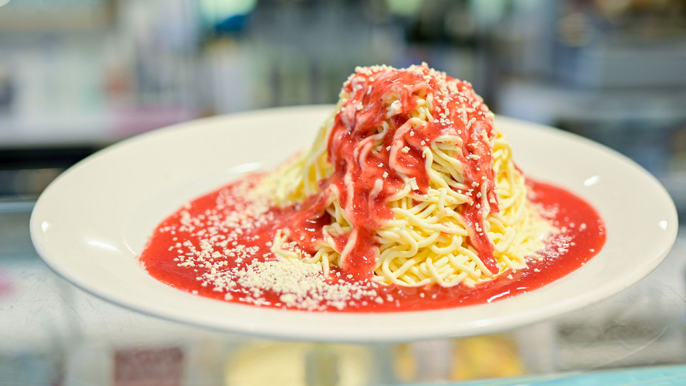 Spaghetti Eis Eisdiele Eiscreme Erbeeren Sommer