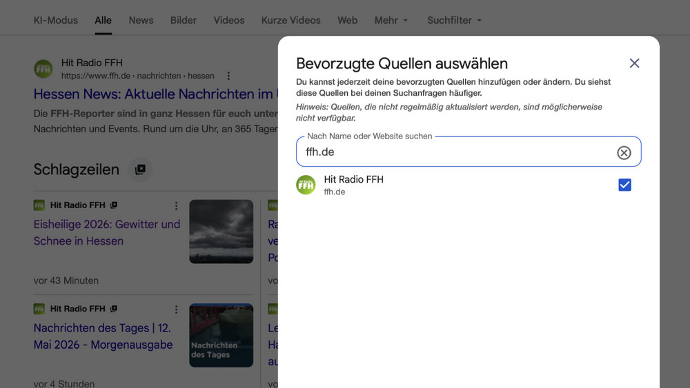 FFH Google bevorzugte Quelle