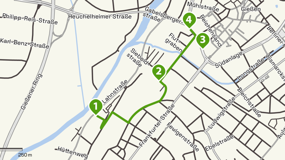Die Route des Stadtspaziergangs