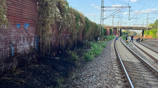 Großeinsatz Feuerwehr Hanau - brennende Taube sorgt für Böschungsbrand
