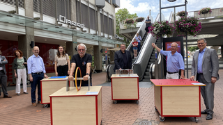 Mathematikum Gießen: Vier Experimentier-Stationen in Einkaufsstraße