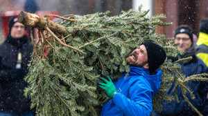 Weihnachtsbaum-Weitwurf-Wettbewerb in Nüsttal und Lauterbach