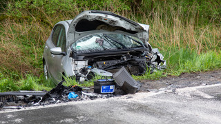 Schwerer Unfall auf einer Straße bei Schlitz