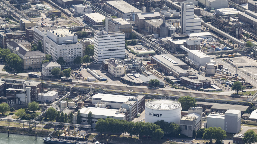 Luftaufnahme des BASF-Werks in Ludwigshafen.