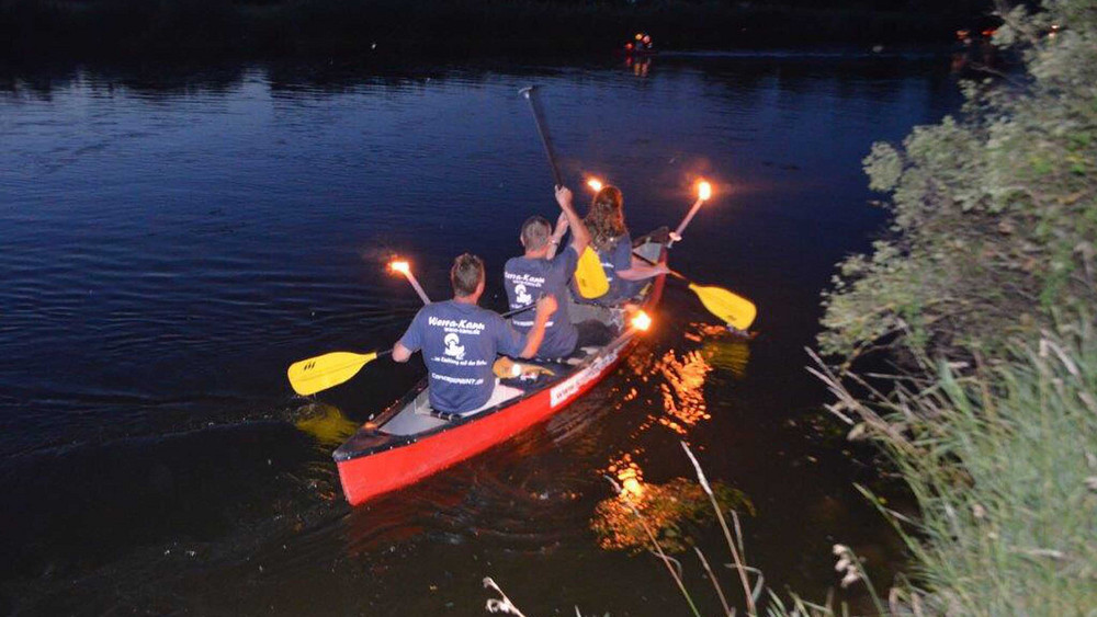 Kanu-Fackeltour durchs Werra-Venedig in Wanfried