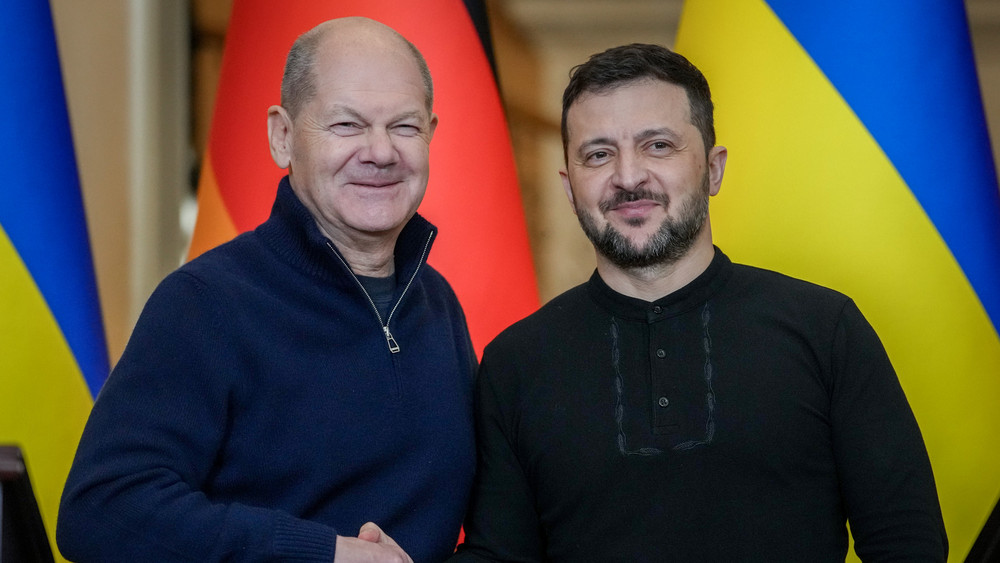 Bundeskanzler Scholz und der ukrainische Präsident Selenskyj.