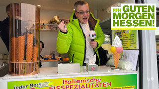 Hessens frühestes Eis: Johannes Scherer kommt im Eiswagen