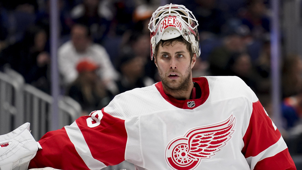 Thomas Greiss - damals noch im Tor von NHL-Verein Detroit Red Wings.