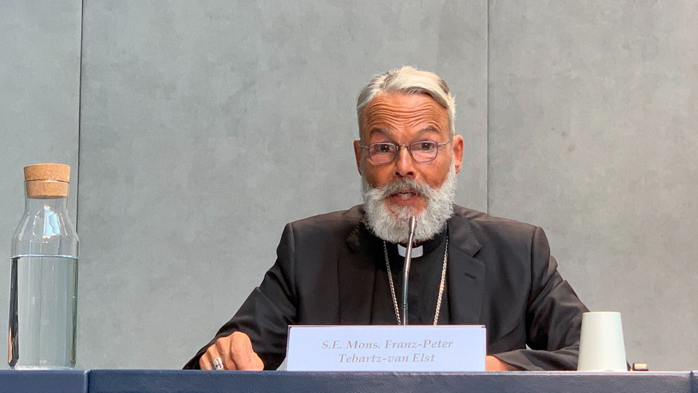 Tebartz van Elst spricht sitzend auf einer Konferenz im Vatikan.