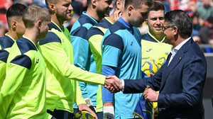 Ukrainische Fußball-Nationalmannschaft trainiert in Wiesbaden