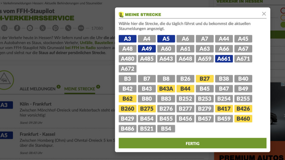 FFH Login personalisierte Verkehrsmeldungen