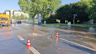 Wasserrohrbruch in Wiesbaden: Erster Ring noch drei Wochen dicht