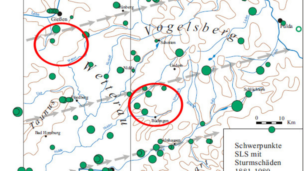 Hessische Gewitterstraßen Karte