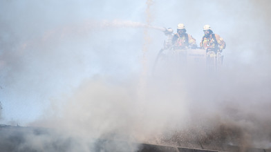 Großeinsatz in der Nacht: Feuer auf der Mülldeponie von Büttelborn