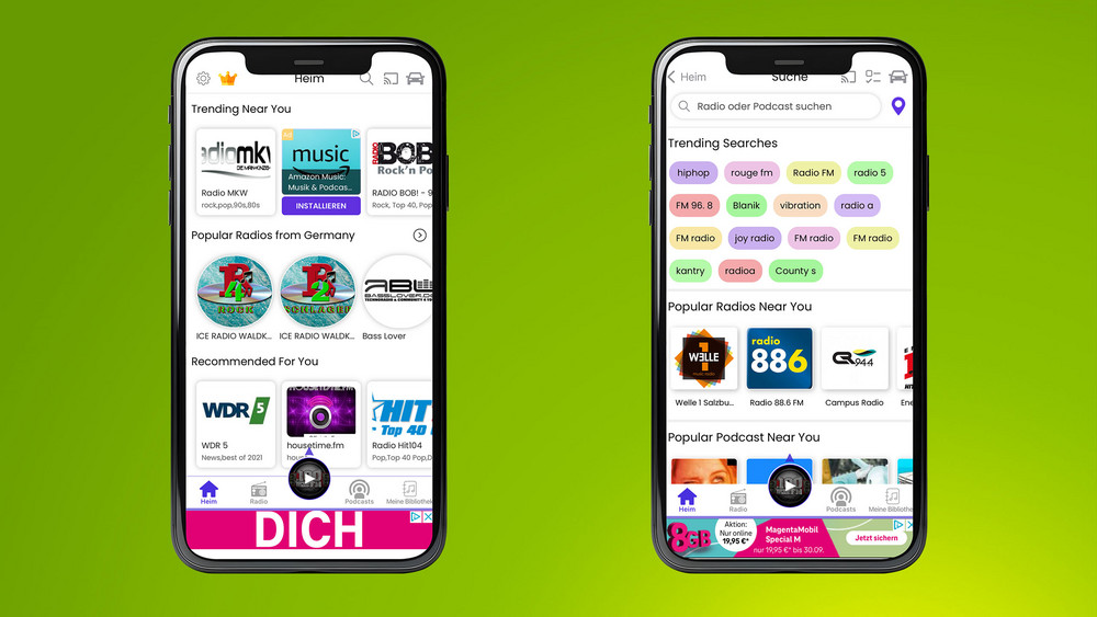 Radio Apps Musik Kostenlos streamen Android iPhone