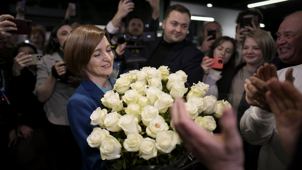 Maia Sandu, amtierende Präsidentin von Moldau und Präsidentschaftskandidatin der PAS nach dem Wahlsieg.