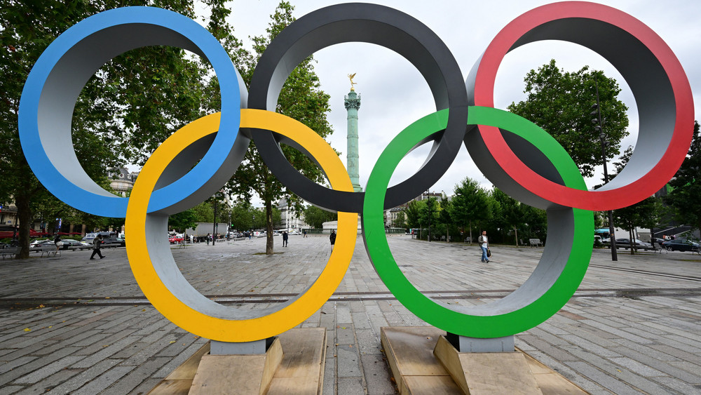 Die olympischen Ringe in Paris.