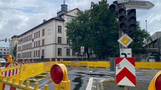 Baustelle in der Gießener City: Lange Staus auf dem Anlagenring