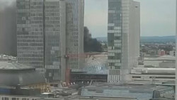 Rauchwolke über Frankfurt: Feuer auf dem Gerichtsgelände