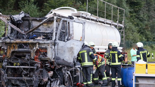 A7 bei Neuenstein: Explosionsgefahr durch brennenden Gefahrgut-LKW