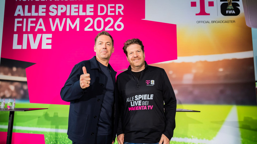 Pressekonferenz Telekom Rechtevergabe Fußball-WM 2026
