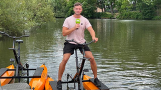 Mit dem Wasserfahrrad in Melsungen über die Fulda