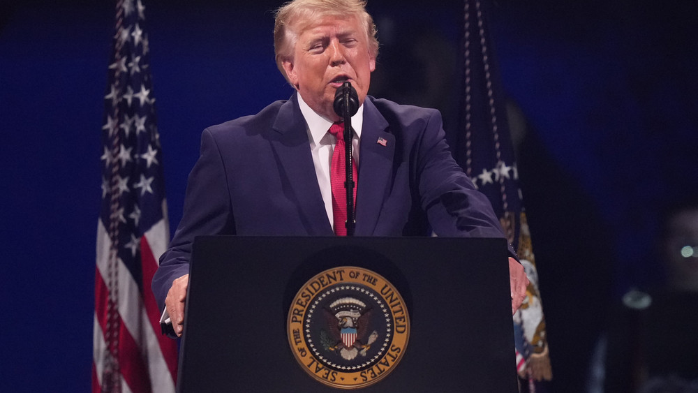US-Präsident Donald Trump hält auf der National Mall in Washington eine Rede bei der „Salute to America“, einer Veranstaltung zum Unabhängigkeitstag zu Ehren des 250. Jahrestags der Nation.