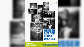 Splitterfasernackt vor Staumauer und Windrad: Kalender für Klimaschutz