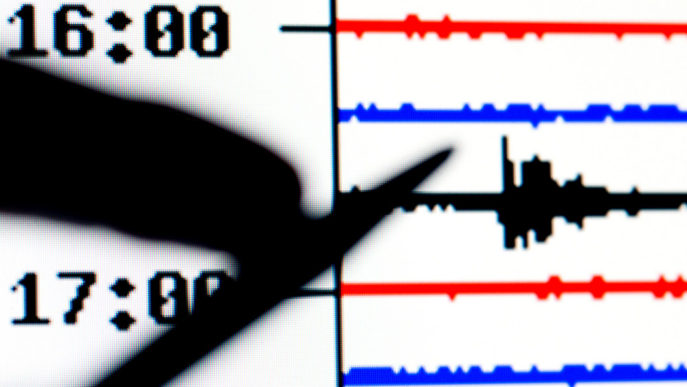 Auf einem Seismogramm ist ein Erdbeben aufgezeichnet worden.