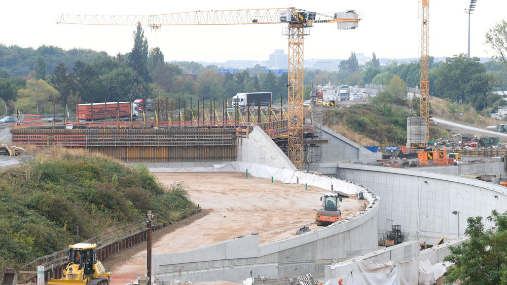 Bauarbeiten für den Riederwaldtunnel