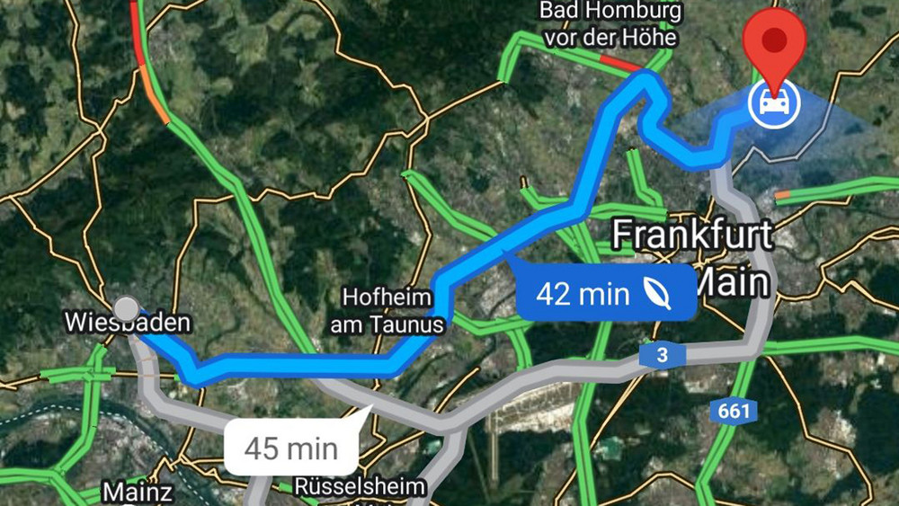 Google Maps mit Eco-Route