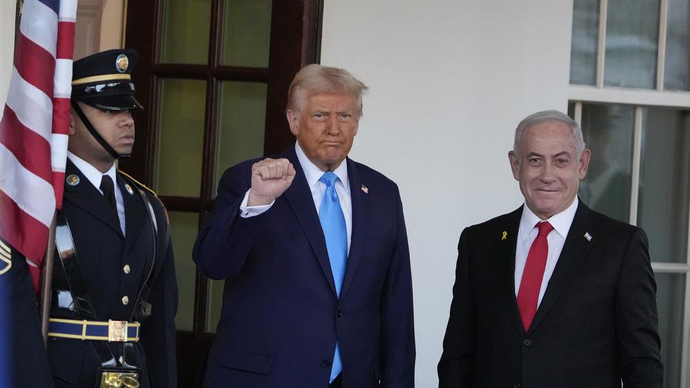 US-Präsident Donald Trump (l) und Israels Ministerpräsidenten Benjamin Netanjahu bei ihrem Treffen im Weißen Hauses in Washington.