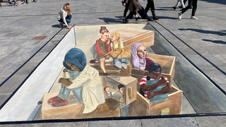 3D-Straßenkunst gegen Rassismus in Fulda