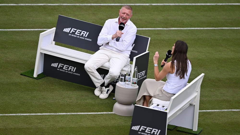 Boris Becker nahm in Bad Homburg einen Podcast mit Andrea Petkovic auf.