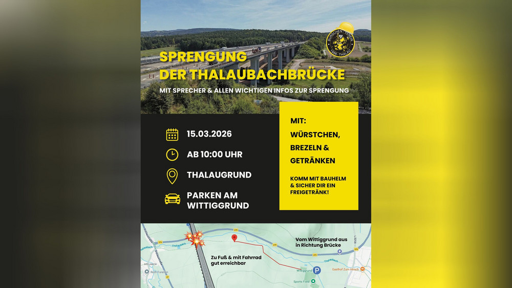 Sprengung Thalaubachbrücke in Thalaugrund